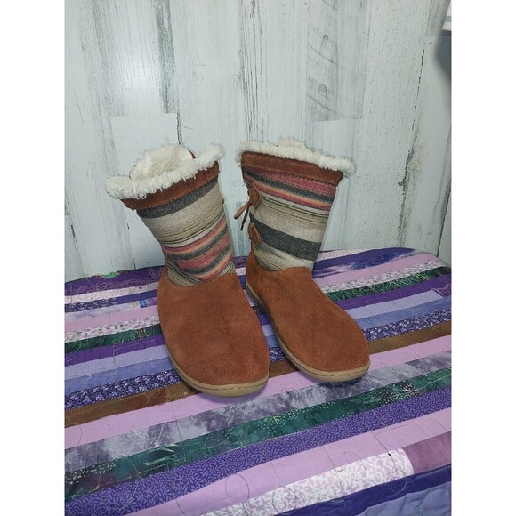 Pendleton Boots Leather Blanket With Faux Shearling Lining Women's 8 - Picture 1 of 10